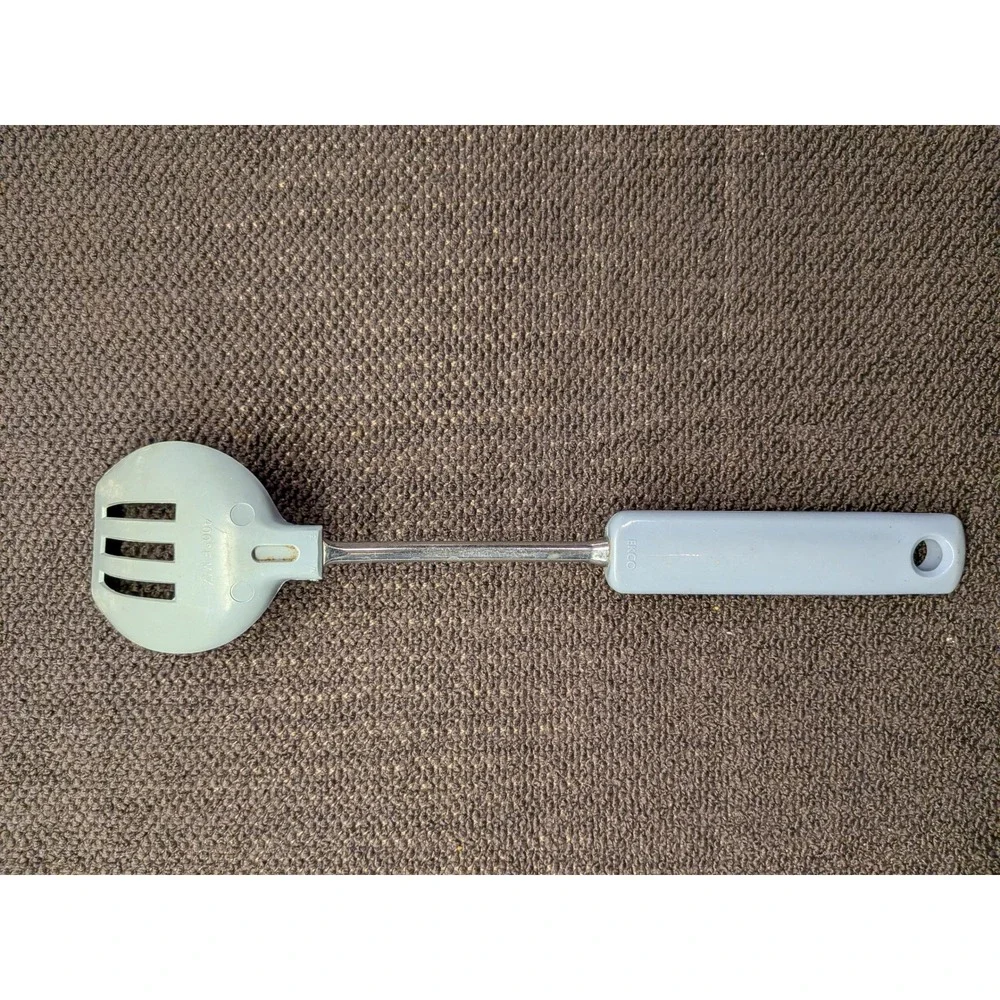 Vintage EKCO Slotted Turner Spatula Light Blue Nylon Handle Made in USA